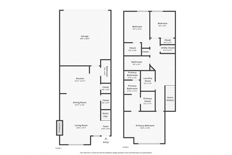 Floor plan for 3 beds, 2.5 baths, 1465 sqft